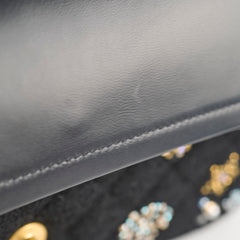 Chanel Medium Classic Crystal Embellished Flap Bag Black Microchip