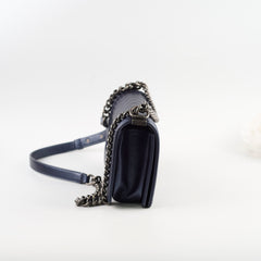 Chanel Old Medium Caviar Boy Metallic Blue