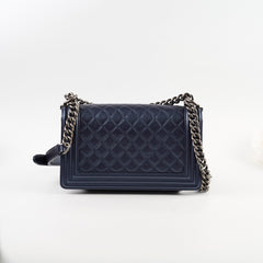Chanel Old Medium Caviar Boy Metallic Blue
