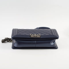 Chanel Old Medium Caviar Boy Metallic Blue