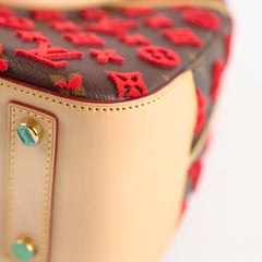Louis Vuitton Red Tuffetage Monogram Canvas Deauville Cube
