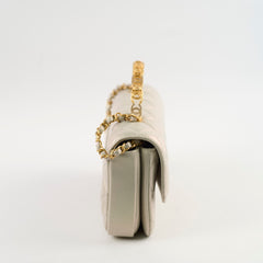 Chanel Top Handle Iridescent Pearl Flap Microchipped