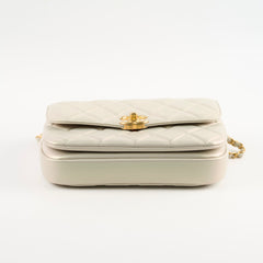 Chanel Top Handle Iridescent Pearl Flap Microchipped