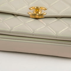 Chanel Top Handle Iridescent Pearl Flap Microchipped