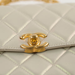 Chanel Top Handle Iridescent Pearl Flap Microchipped
