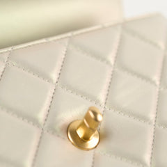 Chanel Top Handle Iridescent Pearl Flap Microchipped