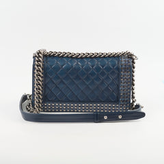 Chanel Old Medium Boy Navy Studded