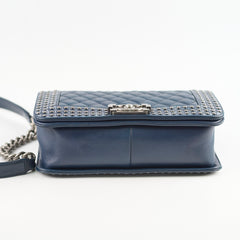 Chanel Old Medium Boy Navy Studded