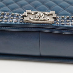 Chanel Old Medium Boy Navy Studded
