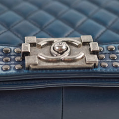 Chanel Old Medium Boy Navy Studded