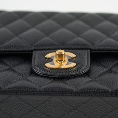 Chanel Medium/Large Caviar 24k Double Classic Flap Black