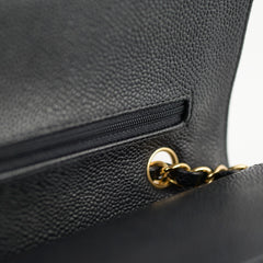 Chanel Medium/Large Caviar 24k Double Classic Flap Black