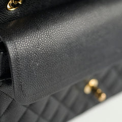 Chanel Medium/Large Caviar 24k Double Classic Flap Black