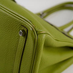 Hermes Birkin 30 togo ruthinium hardware Vert Anis - I Square stamp
