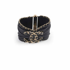 Chanel CC Logo Leather Cuff Black
