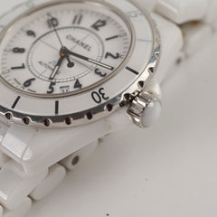 Chanel J12 ceramic 33mm automatic watch white