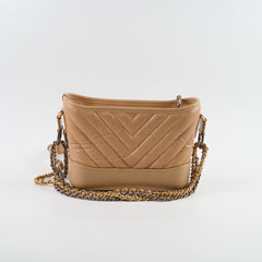 Chanel Small Chevron Grabrielle Bag Beige