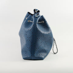 Chanel Perforated Drawstring Bucket Bag Blue