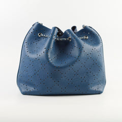 Chanel Perforated Drawstring Bucket Bag Blue
