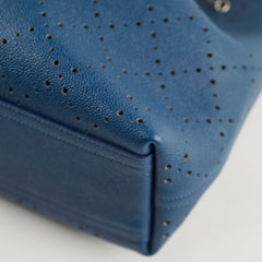 Chanel Perforated Drawstring Bucket Bag Blue