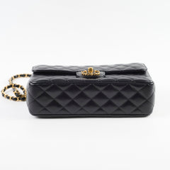 Chanel Seasonal Classic Flap Top Handle Lambskin Black 2024