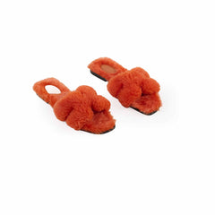 Hermes Fur Oran Sandals Orange Size 40
