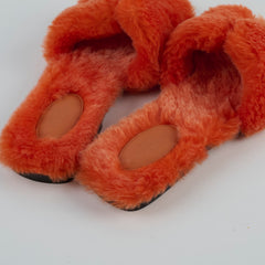 Hermes Fur Oran Sandals Orange Size 40