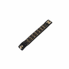 Chanel Black Leather Chain Bracelet Size L