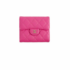 Chanel Quilted Caviar Tri Fold Wallet Pink