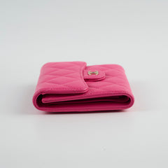 Chanel Quilted Caviar Tri Fold Wallet Pink