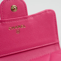 Chanel Quilted Caviar Tri Fold Wallet Pink