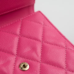 Chanel Quilted Caviar Tri Fold Wallet Pink