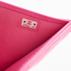 Chanel Quilted Caviar Tri Fold Wallet Pink