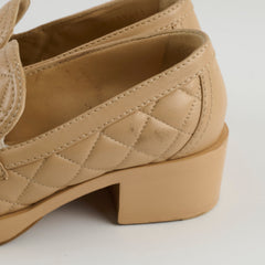 Chanel Heart CC Logo Loafers Beige Size 37