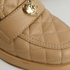 Chanel Heart CC Logo Loafers Beige Size 37