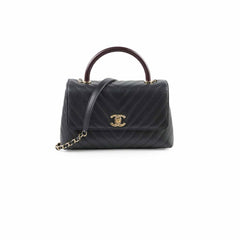 Chanel Medium Coco Handle (Lizard Top Handle) Black Chevron