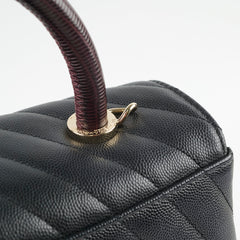 Chanel Medium Coco Handle (Lizard Top Handle) Black Chevron