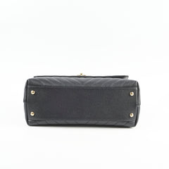 Chanel Medium Coco Handle (Lizard Top Handle) Black Chevron