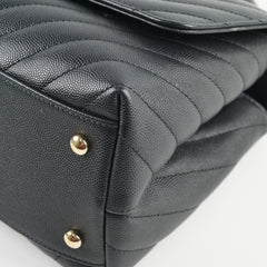 Chanel Medium Coco Handle (Lizard Top Handle) Black Chevron