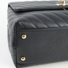 Chanel Medium Coco Handle (Lizard Top Handle) Black Chevron