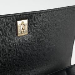 Chanel Medium Coco Handle (Lizard Top Handle) Black Chevron