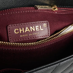 Chanel Medium Coco Handle (Lizard Top Handle) Black Chevron