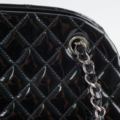 Chanel Mademoiselle Matelasse Coco Mark Bowling Bag Patent Black