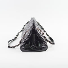 Chanel Mademoiselle Matelasse Coco Mark Bowling Bag Patent Black