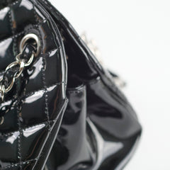 Chanel Mademoiselle Matelasse Coco Mark Bowling Bag Patent Black