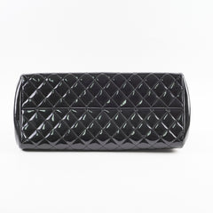 Chanel Mademoiselle Matelasse Coco Mark Bowling Bag Patent Black