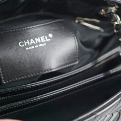 Chanel Mademoiselle Matelasse Coco Mark Bowling Bag Patent Black