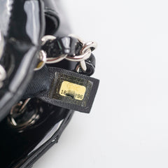 Chanel Mademoiselle Matelasse Coco Mark Bowling Bag Patent Black