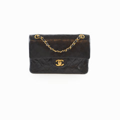Chanel Small Classic Flap Black Lambskin - Vintage 24k Gold