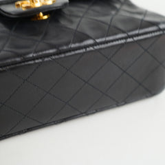 Chanel Small Classic Flap Black Lambskin - Vintage 24k Gold